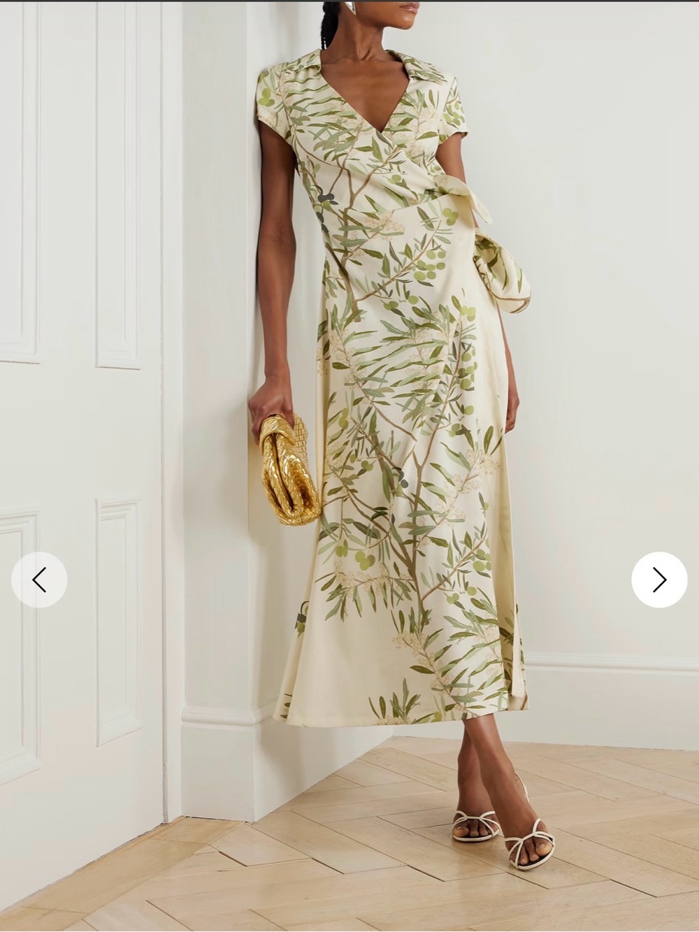 BERNADETTE
Mara printed linen-blend midi wrap dress